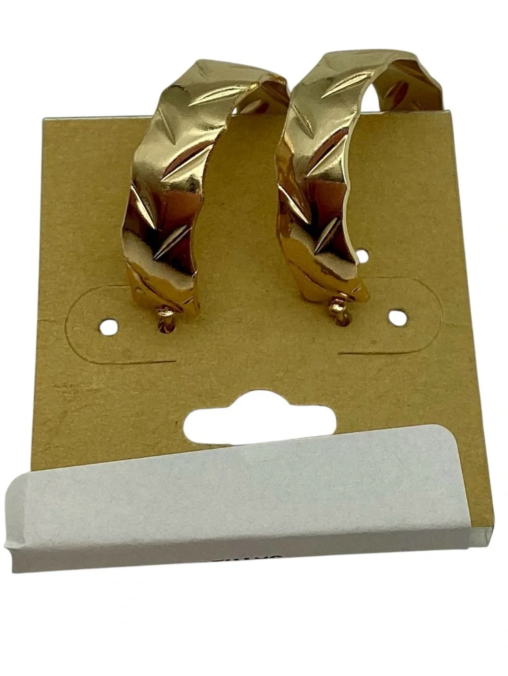 Gold Tone Textured Stud Hoop Earrings (NWT)